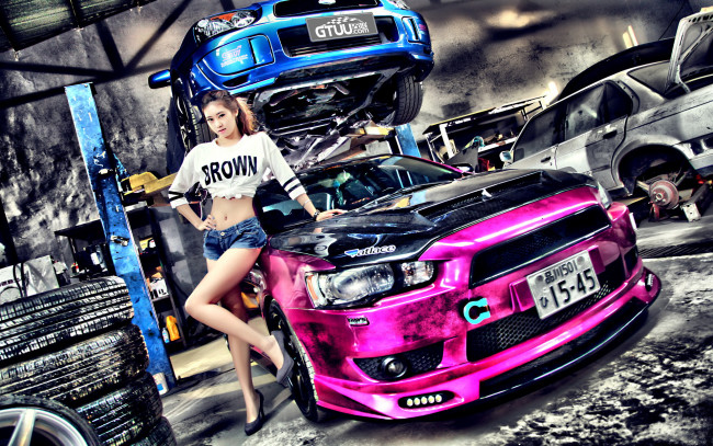 Обои картинки фото автомобили, авто с девушками, девушка, азиатка, автомобиль