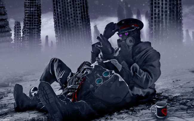 Обои картинки фото фэнтези, люди, очки, противогазы