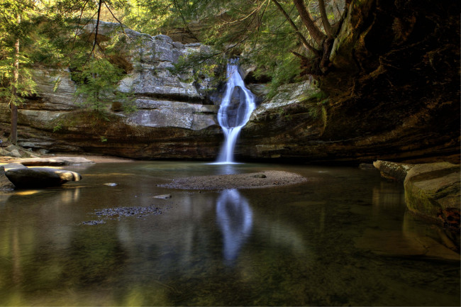 Обои картинки фото природа, водопады, река, лес, водопад