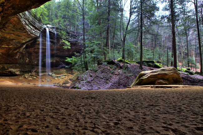 Обои картинки фото природа, водопады, водопад, лес, река