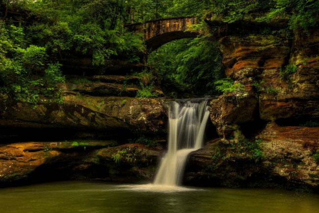 Обои картинки фото природа, водопады, водопад, лес, река