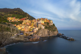 Картинка manarola+at+sunset города -+пейзажи поселок скала море