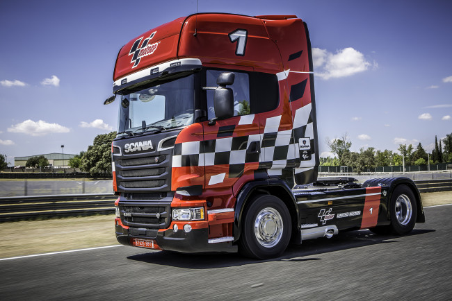Обои картинки фото автомобили, scania, 2015г, edition, limited, motogp, v8
