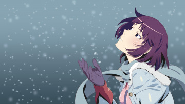 Картинка аниме bakemonogatari фон взгляд девушка