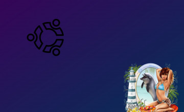 обоя компьютеры, ubuntu linux, фон, логотип