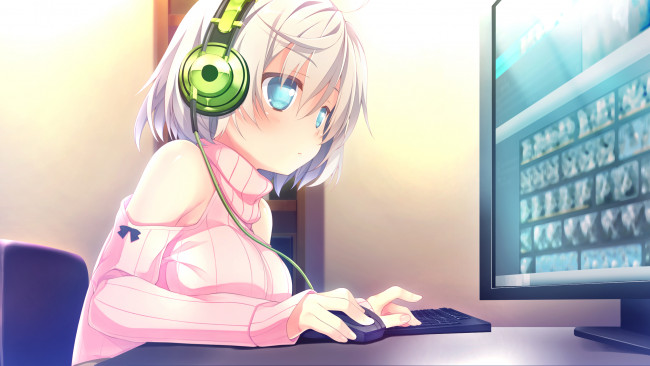 Обои картинки фото аниме, loverec, фон, взгляд, девушка