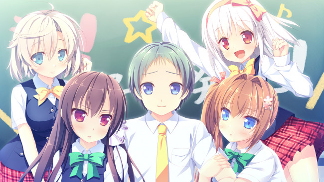 Обои картинки фото аниме, loverec, фон, взгляд, девушки