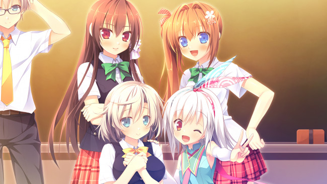 Обои картинки фото аниме, loverec, фон, взгляд, девушки