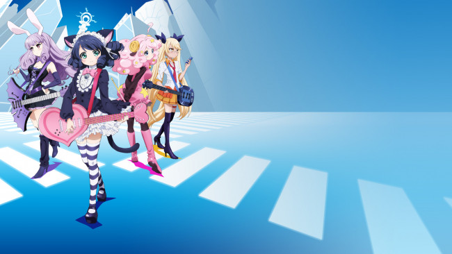 Обои картинки фото аниме, музыка, фон, взгляд, девушка