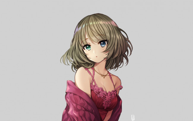 Обои картинки фото аниме, idolm@ster, взгляд, девушка, фон