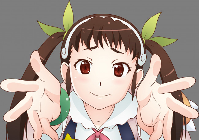 Обои картинки фото аниме, bakemonogatari, фон, взгляд, девушка