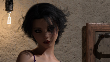 Картинка 3д+графика портрет+ portraits фон взгляд девушка