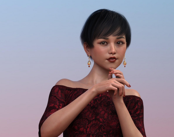 Обои картинки фото 3д графика, люди , people, фон, взгляд, девушка