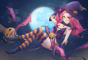 Картинка видео+игры league+of+legends девушка шляпа ведьма метла janna