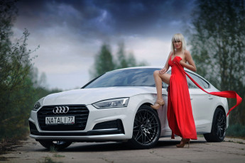 обоя автомобили, -авто с девушками, audi, a5, девушка, natali, в, красном, ауди