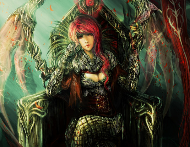 Обои картинки фото фэнтези, девушки, девушка, трон