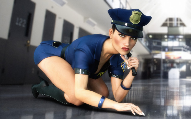 Обои картинки фото 3д графика, люди , people, девушка, фон, взгляд, униформа