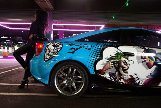 Обои картинки фото автомобили, -авто с девушками, toyota, celica