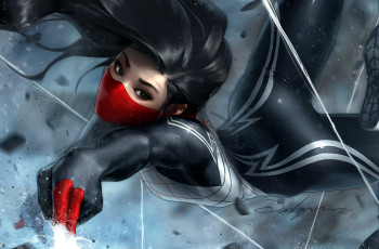 Картинка рисованное кино +мультфильмы девушка костюм паутина