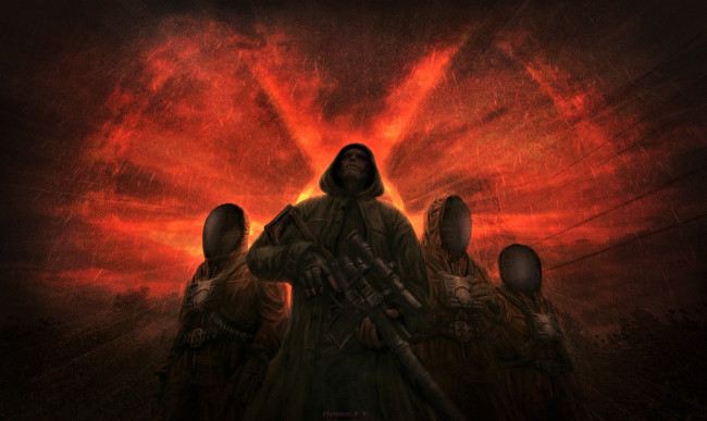 Обои картинки фото видео игры, сталкер, оружие, тени