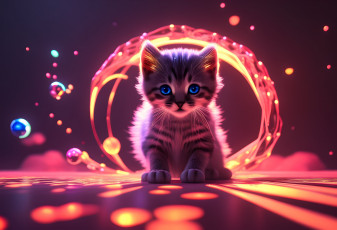 Картинка рисованное животные +коты нейросети графика нейроарт ai art нейронные сети рисунки нейро искусство котенок