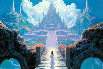 Картинка фэнтези замки нейросети графика нейроарт ai art нейронные сети рисунки нейро искусство