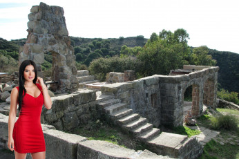 Картинка девушки -+брюнетки +шатенки брюнетка красное платье мини