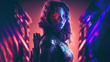 Картинка фэнтези роботы +киборги +механизмы кибер девушка оружие