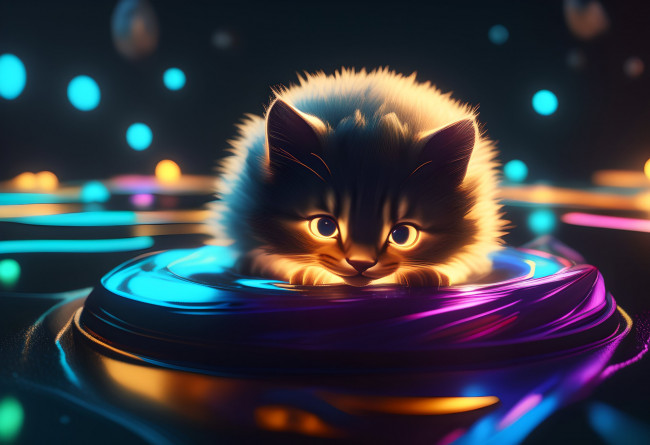 Обои картинки фото рисованное, животные,  коты, нейросети, графика, нейроарт, ai, art, нейронные, сети, рисунки, нейро, искусство, котенок
