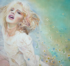 Картинка wlodzimierz kuklinski рисованные девушка цветы ромашки