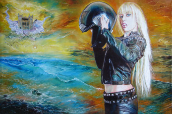 Картинка wlodzimierz kuklinski фэнтези девушки девушка шлем море замок