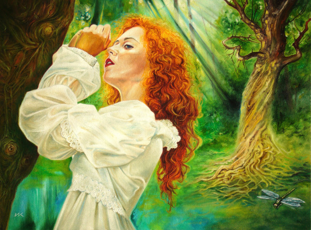 Обои картинки фото wlodzimierz, kuklinski, рисованные, девушка
