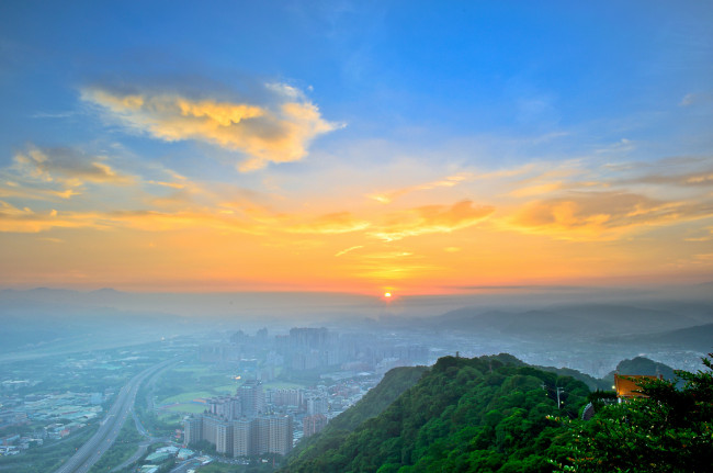 Обои картинки фото города, панорамы, закат