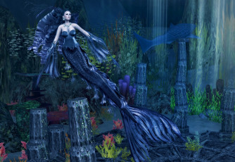 Картинка 3д графика creatures существа русалка