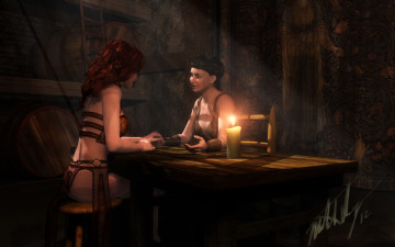 Картинка 3д графика people люди свеча девушки