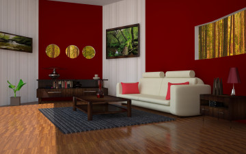 Картинка 3д графика realism реализм диван стол картина