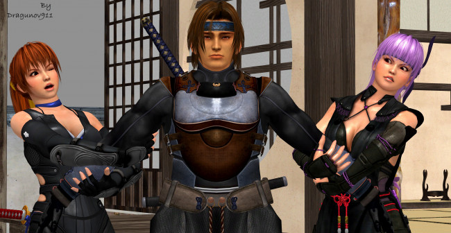 Обои картинки фото 3д, графика, anime, аниме, девушки, мужчина, меч