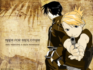 Картинка аниме fullmetal+alchemist roy mustang riza hawkeye военные оружие алхимик