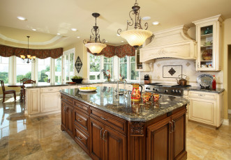 Картинка интерьер кухня мебель дизайн плита стол люстра