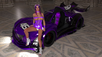 Картинка автомобили 3d+car&girl улыбка автомобиль девушка