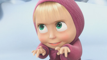 обоя мультфильмы, маша и медведь, шапка, девочка, маша