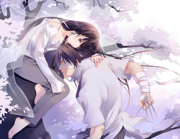 Обои картинки фото аниме, get backers, kakei, juubei, fuuchouin, kazuki, лежа, раны, обрывки, парень, papillon10, девушка, getbackers