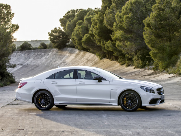 Обои картинки фото автомобили, mercedes-benz, s-model, amg, cls, 63, светлый, 2014г, с218