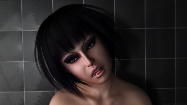 Обои картинки фото cathy goth, 3д графика, существа , creatures, девушка, взгляд