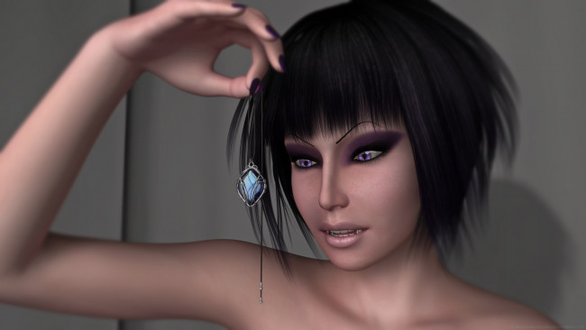 Обои картинки фото cathy goth, 3д графика, существа , creatures, девушка, взгляд