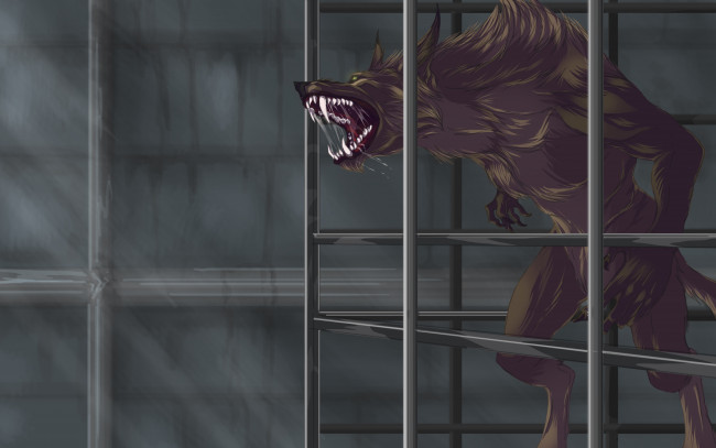 Обои картинки фото рисованные, животные, оборотень