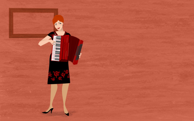 Обои картинки фото векторная графика, девушки, девушка, гармонь