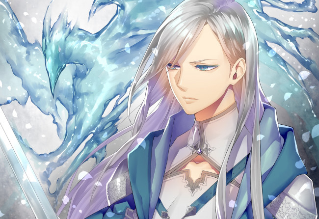 Обои картинки фото аниме, -halloween & magic, вода, птица, парень, tayuya1130, арт