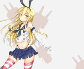 Картинка аниме kantai+collection ookamisama kancolle shimakaze блондинка девушка арт rensouhou-chan kantai collection
