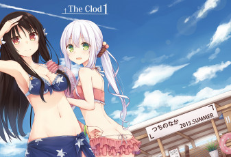 Картинка аниме город +улицы +здания облака небо лето tsuchikure 3105mitoko девушки арт